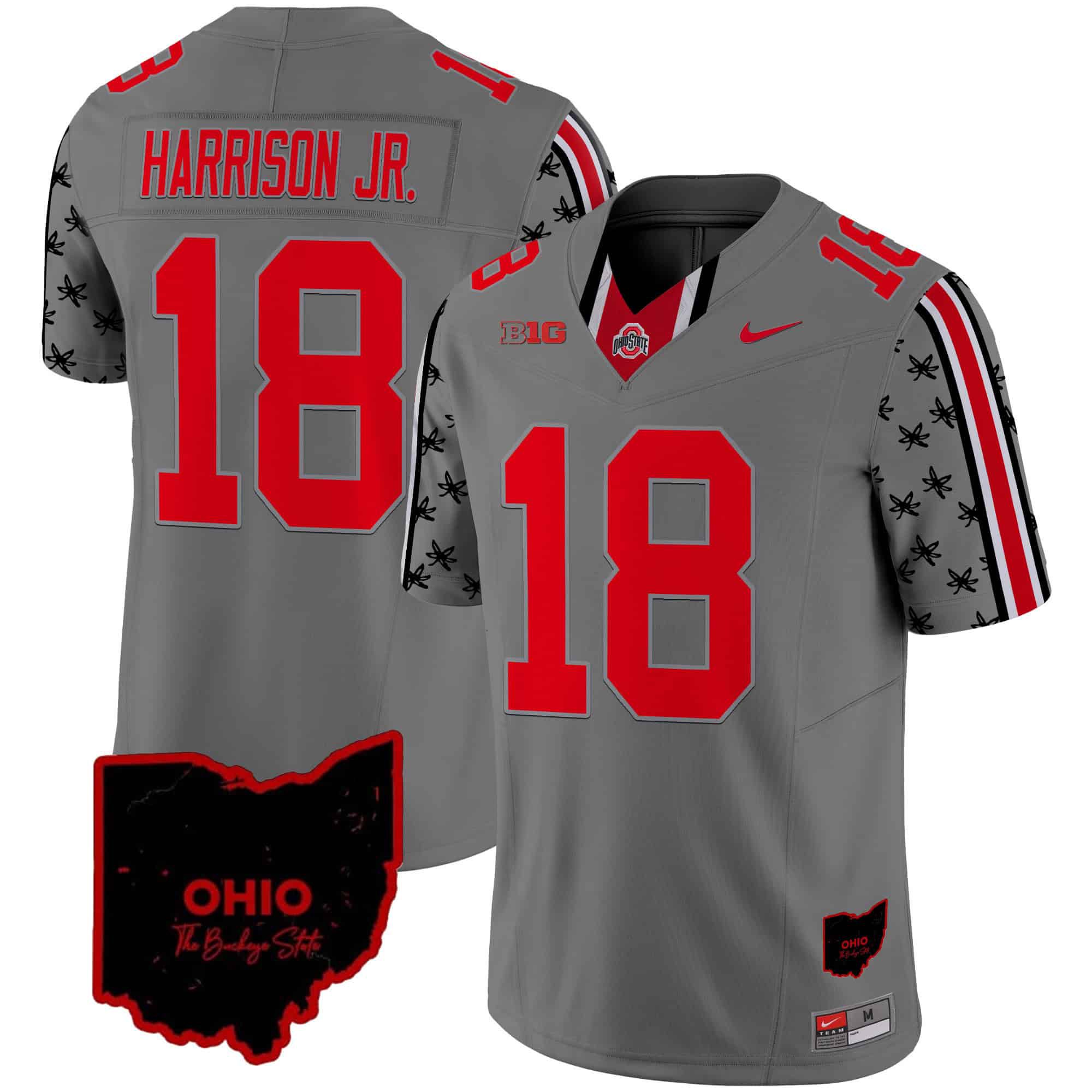 Men Ohio State Buckeyes #18 Harrison jr Grey 2024 Nike Home Patch Vapor Limited NCAA Jersey->indianapolis colts->NFL Jersey